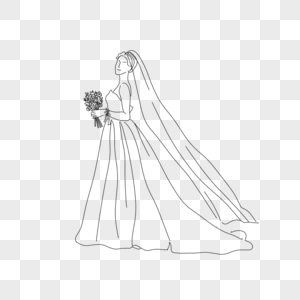 婚礼黑白涂鸦线描图片
