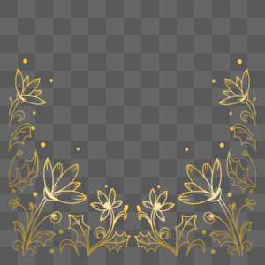 金色线条镂空花朵边框高清图片