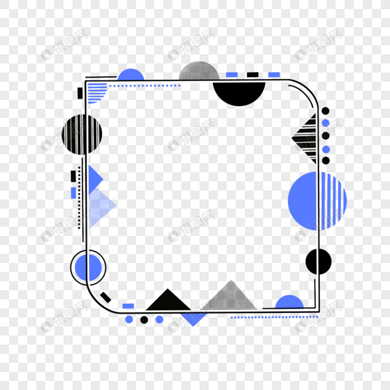 抽象几何蓝色现代边框图片