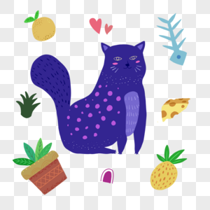 波西米亚风格紫色小猫图片