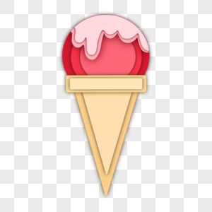 草莓味剪纸风格冰淇淋图片