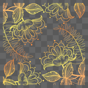 金色线描植物花卉高清图片
