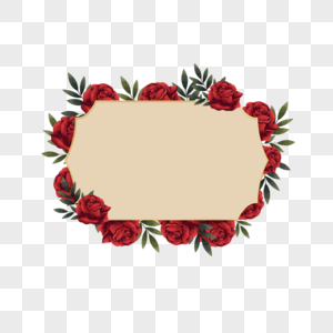 复古水彩红色花卉婚礼几何边框图片
