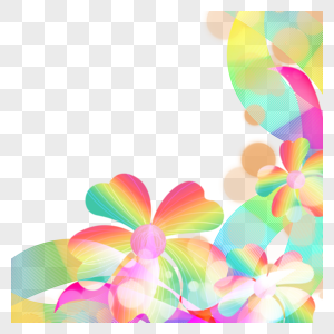 彩色霓虹艳丽花卉抽象边框图片