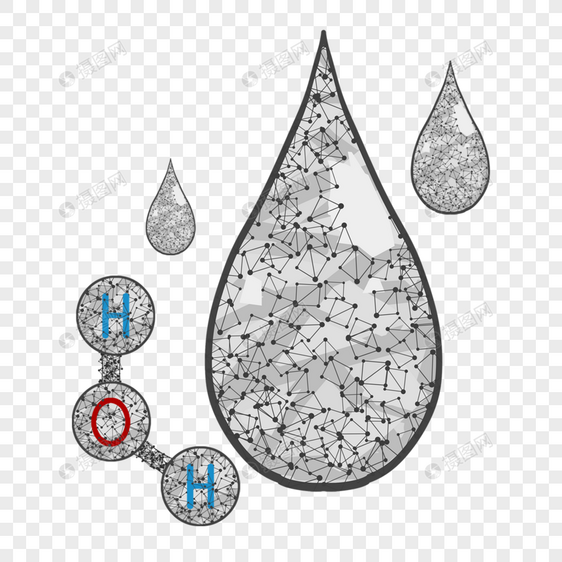 抽象多边形水滴水分子化学图片