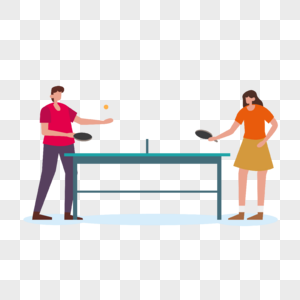 乒乓球运动插画男女打乒乓球图片