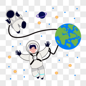 星球宇航员宇宙航天人物插画图片