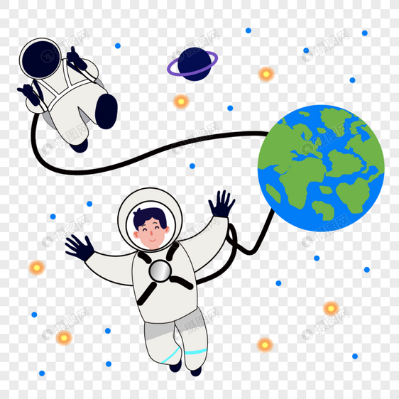 星球宇航员宇宙航天人物插画图片