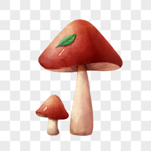 水彩风格的红色蘑菇图片