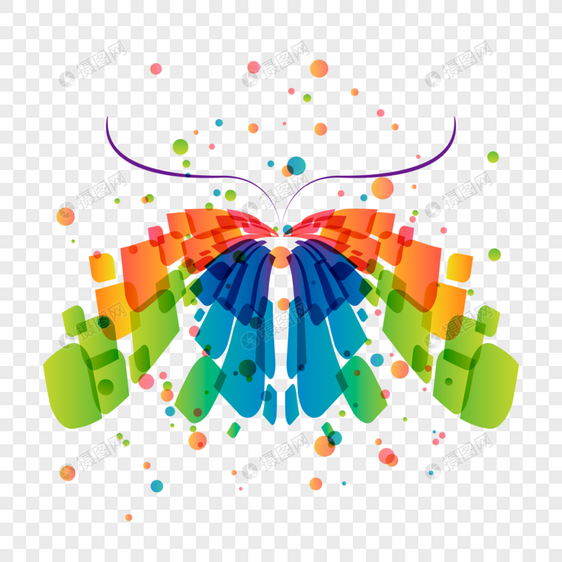彩色抽象蝴蝶几何图案图片