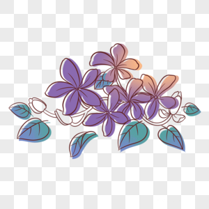 紫色花卉抽象线稿图片