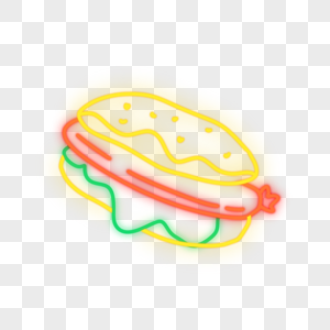 霓虹光效美食芝士汉堡图片