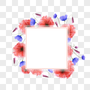 水彩花卉几何方形边框图片