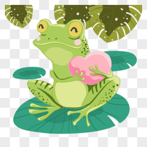 夏季可爱卡通抱爱心的小青蛙图片