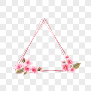 重叠粉色三角形桃花花卉边框图片