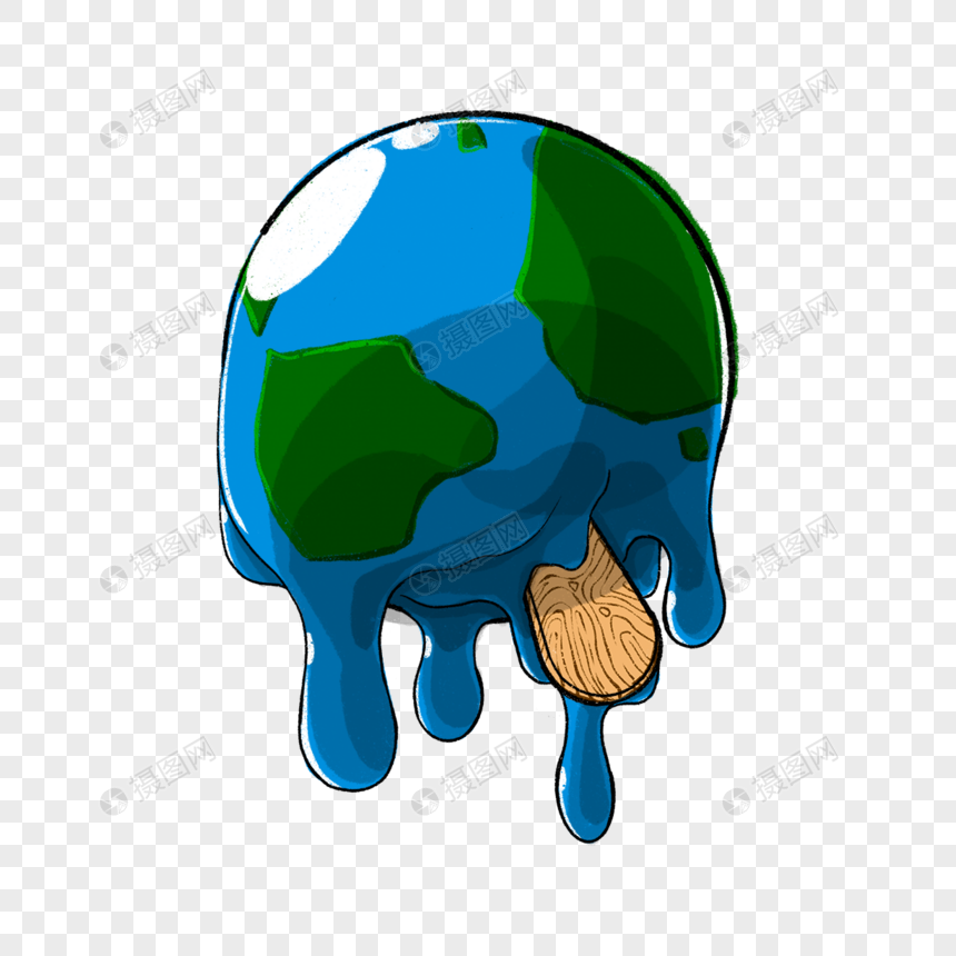 宇宙太空融化的蓝色地球星球冰棍全球暖化
