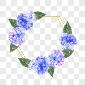 复古蓝色水彩花卉婚礼边框图片