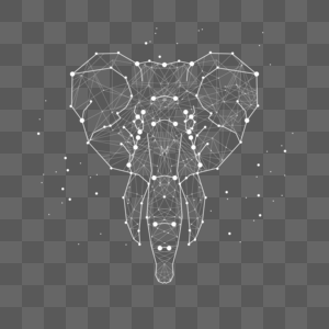星空大象线条光效动物图片