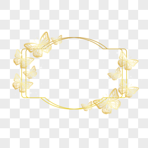金色光效蝴蝶婚礼边框图片