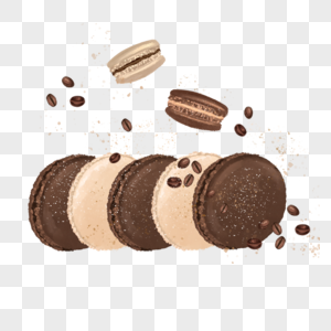 水彩美味的巧克力马卡龙甜点食物饼干图片
