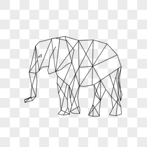 几何线条艺术动物抽象大象图片