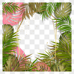 时尚夏季棕榈叶金线边框图片