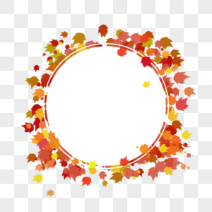 圆形红叶秋天叶子边框图片