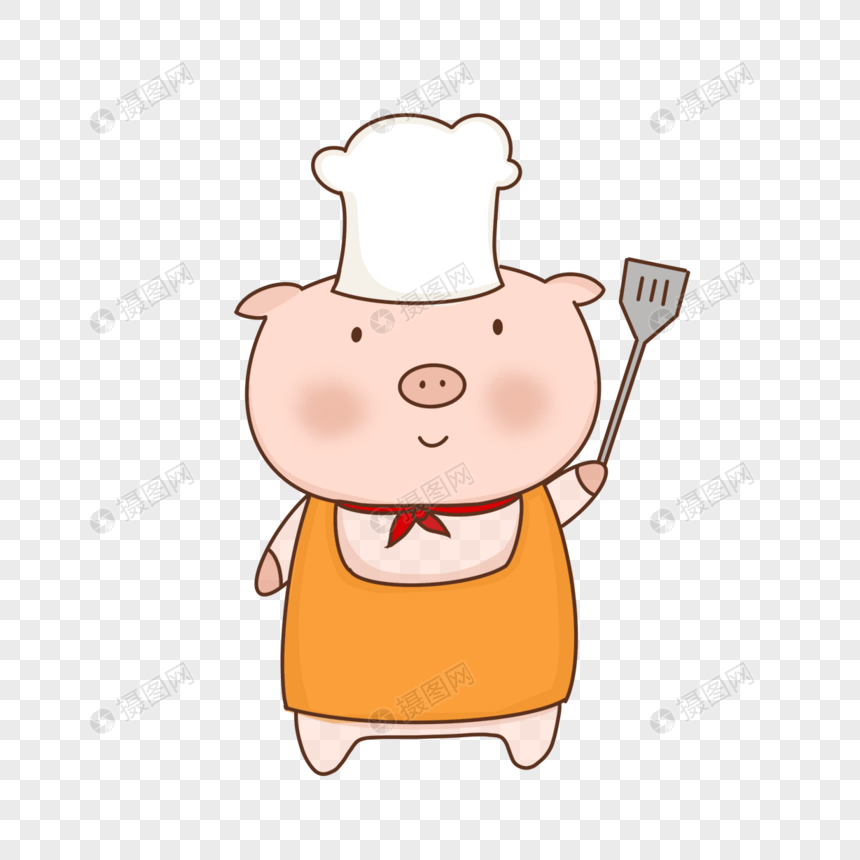 可爱粉色小猪厨师图片