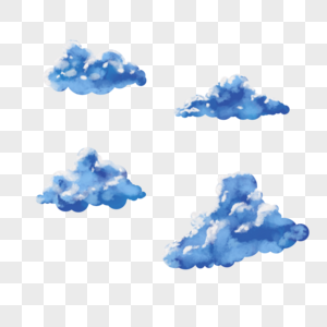 蓝色水彩云朵天空云图片