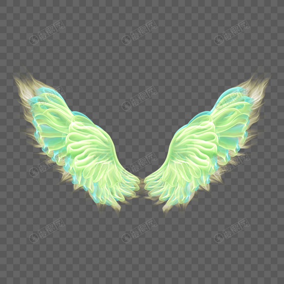 绿色翅膀火焰光效图片