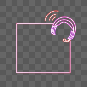 霓虹灯粉色墙面装饰耳机图片