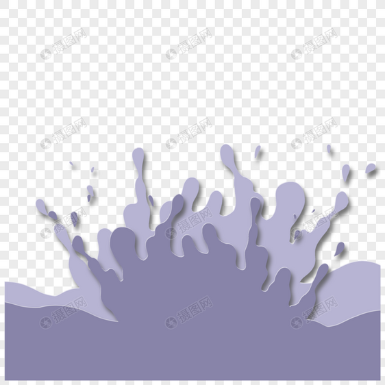 剪纸夏日海浪水花紫色溅水图片