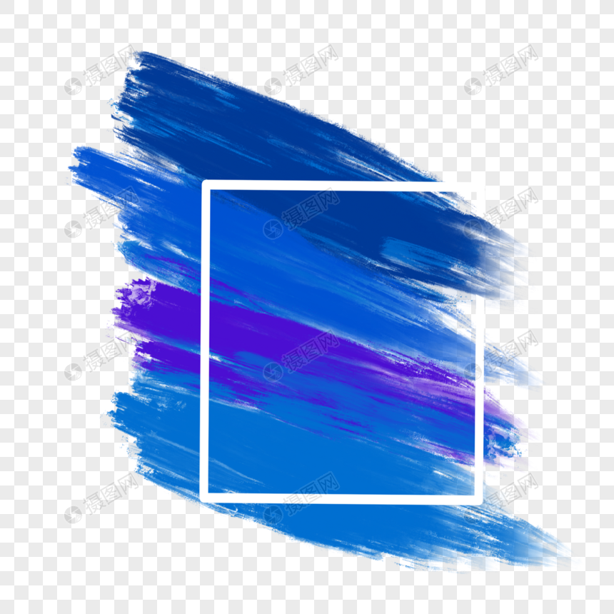 蓝色水彩颜料笔刷边框图片
