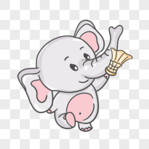 可爱的卡通小象宝宝在踢毽子图片
