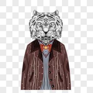 卡通穿西装的老虎图片素材