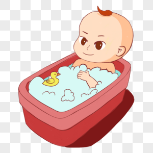 红色浴缸泡澡宝宝图片