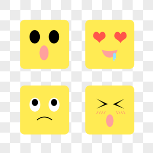 黄色花痴开心方形可爱表情图片