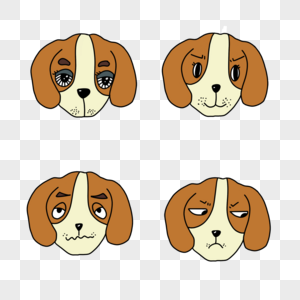 棕黄色四个可爱卡通狗狗表情包图片