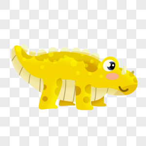 黄色陆地爬行动物恐龙水彩画图片