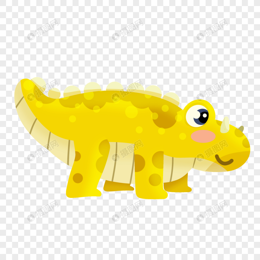 黄色陆地爬行动物恐龙水彩画图片