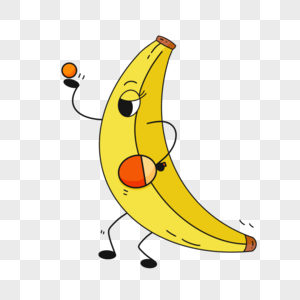 黄色香蕉乒乓球运动图片