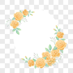 圆形黄色花朵玫瑰花花环花卉图片