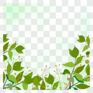 绿色简约水彩叶子边框图片
