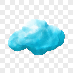 蓝色渐变晕染立体云朵水彩剪贴画图片