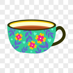 美丽花朵抽象图案咖啡杯图片
