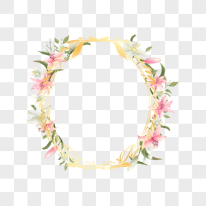 百合花卉边框水彩婚礼图片