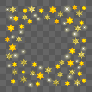 金色六角星闪光光效高清图片