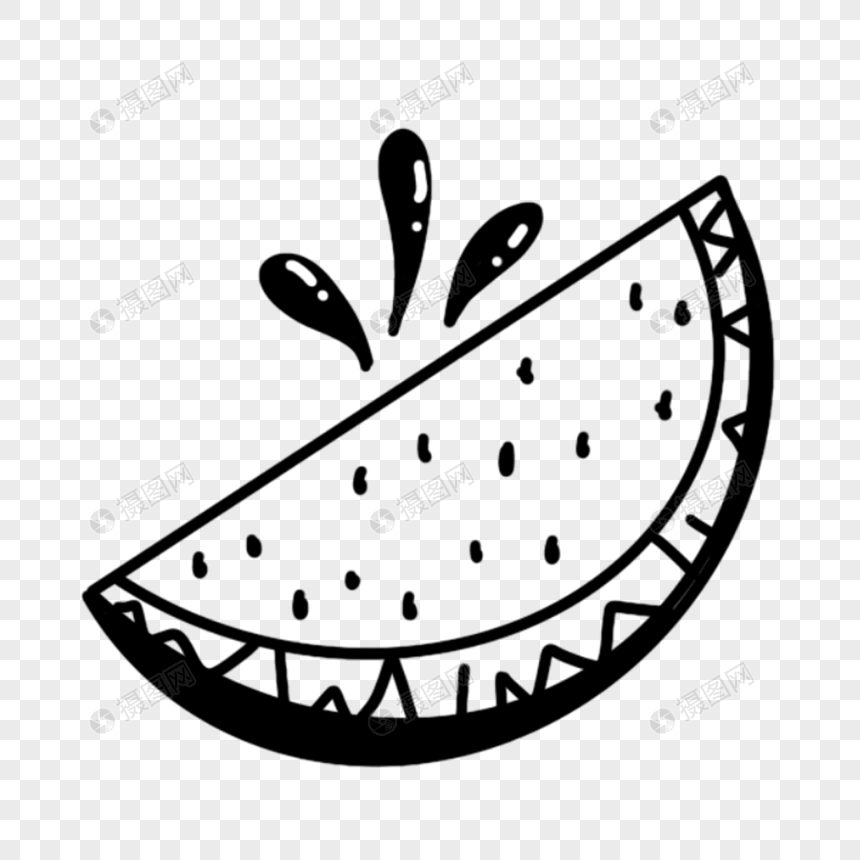 黑白涂鸦黑色简约西瓜