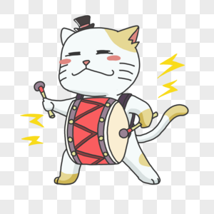 可爱小猫咪敲鼓音乐图片
