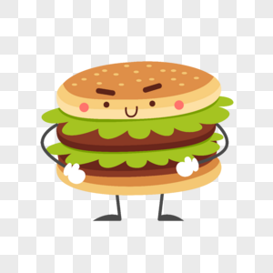 卡通快餐拟人可爱双层汉堡插画图片